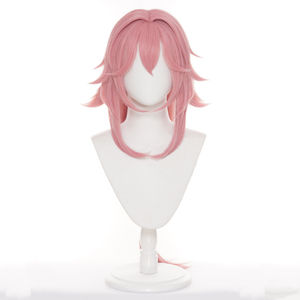 <span class=keywords><strong>Peluca</strong></span> de Cosplay de <span class=keywords><strong>Yae</strong></span> <span class=keywords><strong>Miko</strong></span> de Genshin Impact, Sintética, Resistente al Calor, de 80 cm, Color Rosa, para Mujer, Ainizi - Product Image 3