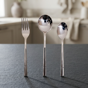Juego de Cubiertos Minimalistas de Acero Inoxidable Plateado, Acabado Espejo, Aptos para Lavavajillas, para Fiestas, Bodas y Cenas - Product Image 1