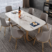 Großhandel Marmor-Esstisch Zeitgenössisches Metallgestell Küchenmöbel für Apartment Restaurant Hotel
