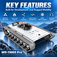 WD-T800S Pro Tracked Robot Chassis STM32 ROS Platform Sumber Terbuka dengan Kapasitas Beban 20kg untuk Pengembangan Sekunder Robotika