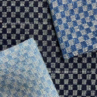 Tissu denim brut jacquard lavé à texture tissée, teint uni, pour pantalons, jeans, vestes, combinaisons, sacs, chaussures, chapeaux
