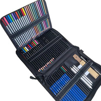 Ensemble de 73 crayons de couleur et de dessin avec grande trousse de rangement pour étudiants et artistes, kit complet d'accessoires artistiques