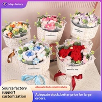 Bouquet de roses en fil de soie tricoté, fleurs artificielles créatives pour la fête des mères, sensation haut de gamme, douces, longue durée, pour la remise des diplômes
