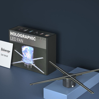 Proyektor Kipas Hologram 3D Layar LED Tanpa Kacamata, Mesin Iklan Luar Ruangan dengan Dudukan Lantai, OEM untuk Halloween, Sudut Pandang 176 Derajat