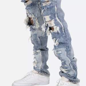 Jeans de Mezclilla Ajustados Azules para Hombre, Diseño Moderno, Personalizados, de Alta Calidad, Estilo Apilado - Product Image 2