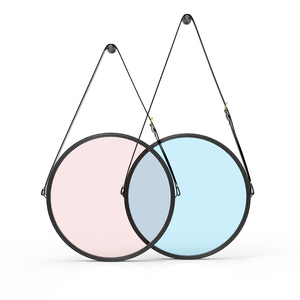 Round Wall Hanging <strong>Mirror</strong> with Iron Frame <strong>Lightweight</strong> with Faux Adjustable PU Leather Strap - Product Image 3