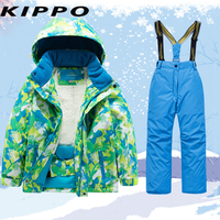 Ensemble 2 pièces veste de ski imperméable pantalon pour garçons combinaison de neige chaude à capuche pour enfants vêtements d'hiver pour enfants