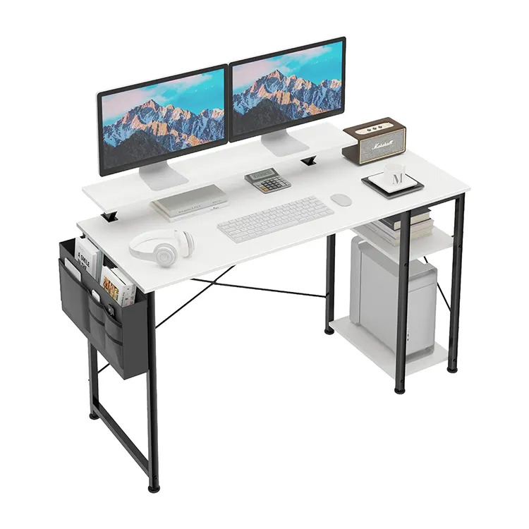 Reasonable Price Mdf Work Desk Wooden Gaming Laptop Table With Light Weight X-Shaped Metal Frame