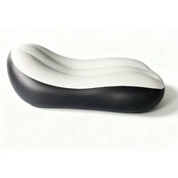 Fauteuil de relaxation gonflable et pliable en PVC, minimaliste moderne, pour une personne, avec repose-pieds, flocage, pour extérieur, transfrontalier