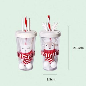 Gobelet réutilisable personnalisé avec couvercle, motif lapin/élan - Tasse de voyage pour enfants et adultes, cadeau de Noël idéal - Product Image 4