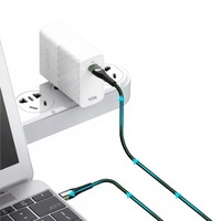 Câble de données USB-C vers USB-C en nylon tressé, charge super rapide 65W, 2 mètres