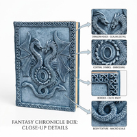 Carnet Grimoire 3D Dragon en Résine Fait Main, Style Vintage, Livre de Sortilèges Fantastique, Journal pour Jeux de Rôle D&D, Vente en Gros, Cadeau