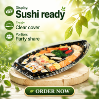 Boîte à sushi pour bateau Snap-Lock étanche avec couvercle anti-buée en plastique jetable pour une livraison de nourriture sans dégâts