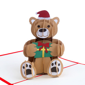 factory supply creative custom cute bear christmas 3d pop up