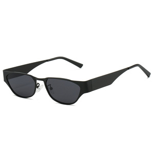 Gafas de sol tipo ojo de gato, montura metálica, lentes azules UV400, protección solar a la moda Y2K para mujer - Product Image 4