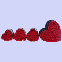Boîte en Gros pour Roses Éternelles de la Saint-Valentin en Forme de Cœur avec Roses Roses Stabilisées dans un Coffret Floral en Forme de Cœur pour Célébrations