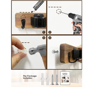 Soporte de Pared para Escobas de Madera Resistente Estilo Rústico con Colgador para Escobas y Cepillos - Product Image 5