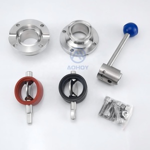 Van bướm bằng thép không gỉ vệ sinh cấp thực phẩm Aohoy Dairy 1 1.5 2 3 <span class=keywords><strong>4</strong></span> 6 inch, loại kẹp ba cánh, bằng tay, chất liệu thép không gỉ 304 316 - Product Image 3