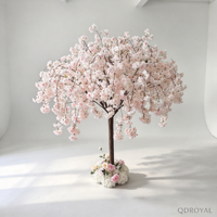 Vente en gros d'arbres artificiels en soie rose et blanc, cerisiers en fleurs, décorations d'intérieur et d'extérieur, arbres artificiels
