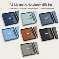 Ensemble cadeau d'affaires moderne en cuir PU A5 de luxe avec logo imprimé, stylo en métal fait main, gravure personnalisée