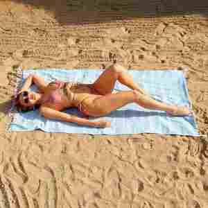 Custom Towels Pure Cotton Polyester Turkish With Fashionable Tassel Striped <b>Beach</b> Towel Bags - Product Image 4
