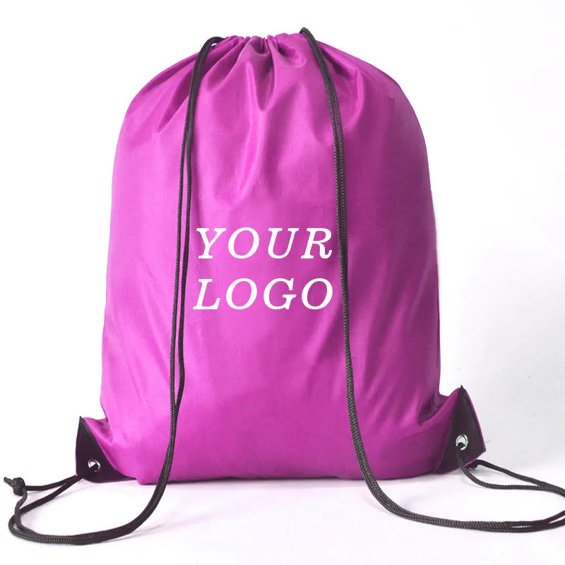 Factory Custom Promotional Drawstring Sports Backpack Bag 210D Polyester Printing String Bag For Promotional Drawstring Bag