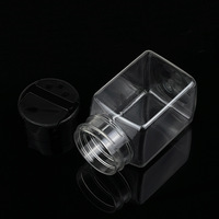 Flacon carré transparent en PET avec bouchon papillon scellé, petit format à large ouverture pour comprimés et capsules solides, modèle F-100A