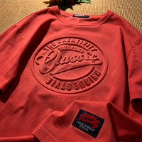 T-shirt en coton épais personnalisé avec impression 3D en relief et broderie pour homme