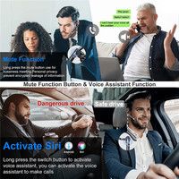 Headset Earpiece nirkabel V5.1 Hans headphone gratis untuk ponsel Trucker kantor iOS Android