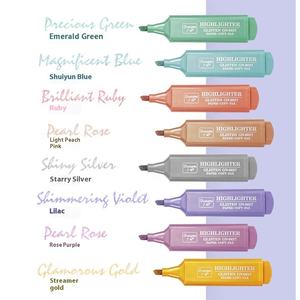 Ensemble de surligneurs <span class=keywords><strong>Guangna</strong></span> Morandi Jumbo à pointe oblique, métalliques brillants, pour peinture, graffiti, journal étudiant et marquage clé - Product Image 2