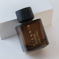 Bouteille de Parfum Carrée Ambrée de 50 ml, Forme Cube, Bouteilles en Verre Personnalisables