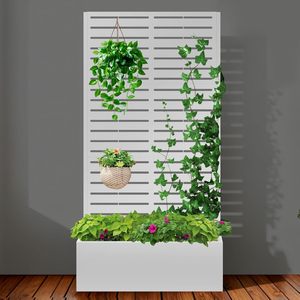 Jardinière surélevée en métal au design personnalisé avec treillis, gravure laser 3D, trous de drainage étanches et écran <span class=keywords><strong>d</strong></span>'intimité - Product Image 2