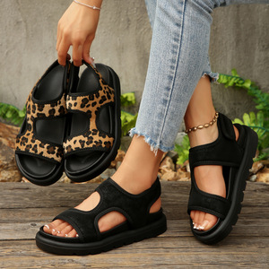 Sandales de plage à semelle épaisse pour femmes, été, nouveau modèle imprimé léopard, style européen et américain, sandales plateforme - Product Image 1