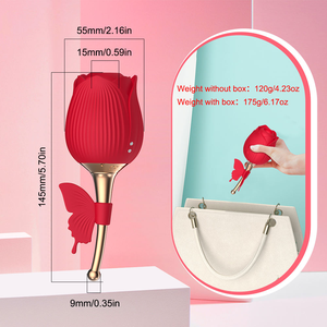 Mainan seks masturbasi wanita kedap air silikon pengisi daya USB Stimulator klitoris kupu-kupu <span class=keywords><strong>Vibrator</strong></span> penghisap berbentuk mawar untuk wanita - Product Image 3