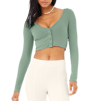 Ensemble de fitness respirant à manches longues pour femmes, musculation, vêtements de yoga, col en V, chemise et manteau à cordon de serrage