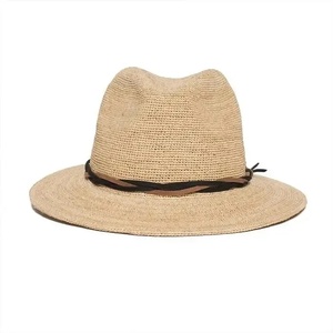 Natural Straw Fedora <b>Hat</b> Wide Brim Rope Woven Sun <b>Hat</b> <b>Summer</b> Beach Travel Cap - Product Image 5