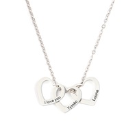 Collier en or à trois cœurs gravé avec le nom, collier d'amour étanche, collier familial, cadeaux personnalisés pour maman, deux cœurs connectés