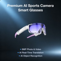 Lunettes de sport intelligentes IA haut de gamme avec transfert Wi-Fi rapide, caméra d'action en vue à la troisième personne 8MP, traduction IA en temps réel et stabilisation EIS anti-tremblement