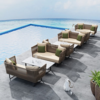 Ensemble de salon de jardin en rotin avec structure en alliage d'aluminium de style nordique, résistant au soleil et à l'eau, table basse incluse