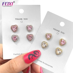 Pendientes <span class=keywords><strong>de</strong></span> Corazón Foxi Mini Chapados <span class=keywords><strong>en</strong></span> <span class=keywords><strong>Oro</strong></span>, Joyas <span class=keywords><strong>de</strong></span> Moda <span class=keywords><strong>de</strong></span> Latón con Circonita Cúbica, Estilo Lindo para Fiestas, Bodas, Regalos - Product Image 1