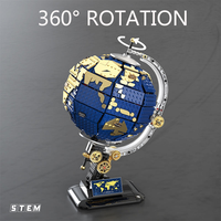 Ensemble de blocs de construction 1455 briques, bricolage pour enfants, STEM, science, exploration du globe terrestre 360° °   Kit de modèle de globe terrestre rotatif