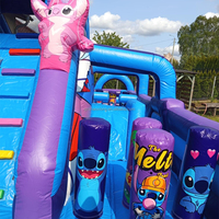 Parcours d'obstacles gonflable commercial Lilo et S Titch Carton Kid Jumping Castle avec toboggan Combo Bouncy Castle House Playground