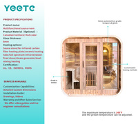 Salle de sauna électrique YEETE en bois massif de pruche, verre de 8 mm, 2000 mm, cube moderne, projet préfabriqué modulaire, code de construction de qualité architecturale