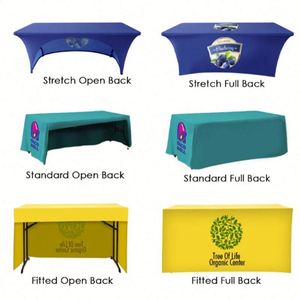 Custom Dye Sublimation Printed Logo Trade Show Tablecloth Waterproof Spandex Fitted Stretch <b>Table</b> Cover <b>6ft</b> Advertising Event - Product Image 4