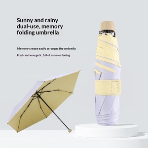 6 Bone Color Memory <b>Patch</b> Easy Fold Collapsible Women's Small Ultra Light Sunshade Umbrella with Second - Product Image 2