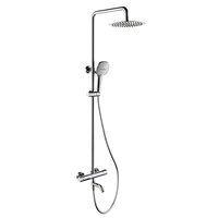 Ensemble de robinet de douche de salle de bain à effet pluie moderne Mitigeur de douche à eau chaude et froide en laiton à surface exposée noire