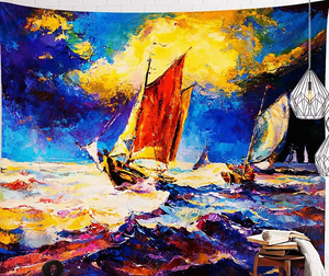 Vente chaude Chambre Décor Personnalisé Océan Bateaux Mer Tissé <span class=keywords><strong>Tapisserie</strong></span> <span class=keywords><strong>Murale</strong></span> Imprimé 100% Polyester Tissé <span class=keywords><strong>Tapisserie</strong></span> Couverture - Product Image 6