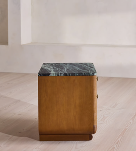 Modern Luxury 2 Drawer Open Design <strong>Bedside</strong> <strong>Table</strong> with <strong>Green</strong> Marble Top - Product Image 4