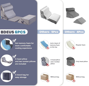 Juego de 6 Almohadas Ortopédicas de Espuma Viscoelástica de 22 Pulgadas de Ancho para Dormir, Alivio del Dolor de Hombros, Cabeza, Espalda, Rodillas, Cuello y Piernas Después de una Cirugía - Product Image 4