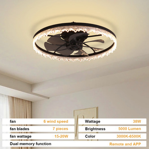 Ventilateur de plafond ultra silencieux pour chambre à coucher, moderne, 7 pales en métal, lumière LED dimmable (3000K-6500K), moteur CC 6 vitesses, télécommande et contrôle par application - Product Image 6